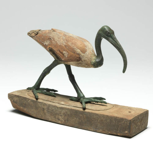 Egyptian bronze figure of a Thoth ibis, walking.