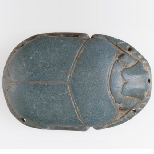 A scarab beetle amulet, made in ancient Egypt.