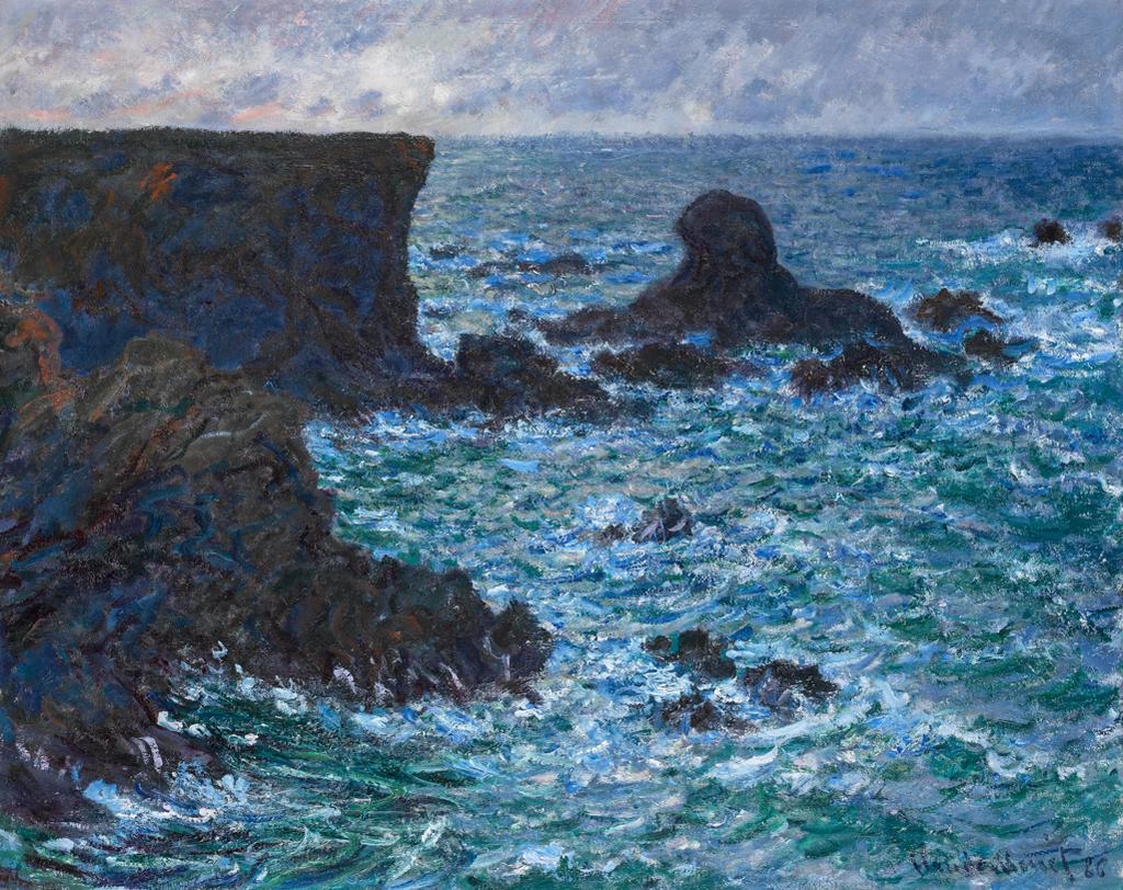 Rocks at Port-Coton, Lion Rock painted by Claude Monet